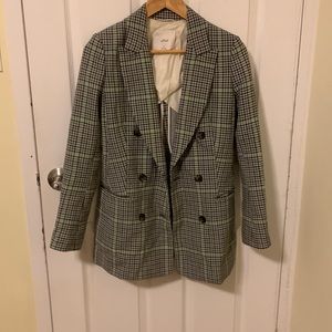 Wilfred blazer black white and green plaid